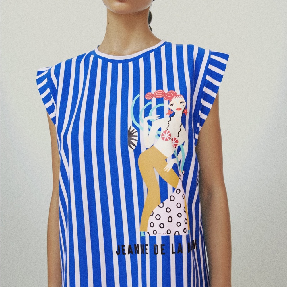 Zara WOMAN IN ART MIRANDA MAKAROFF PRINT T-SHIRT Jeanne de la Banane